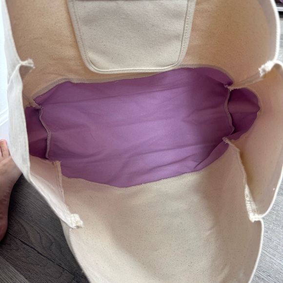 Life is Good Canvas Tote Bag Groovy Tye Dye Cream Purple Pool Travel Beach Boat - Picture 5 of 9